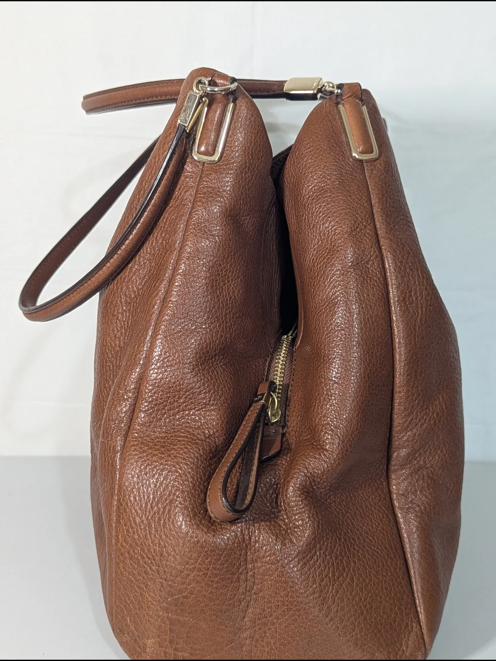 Coach Pebbled Leather Large Hobo Shoulder Bag Brown Slouchy Tote Purse F13669